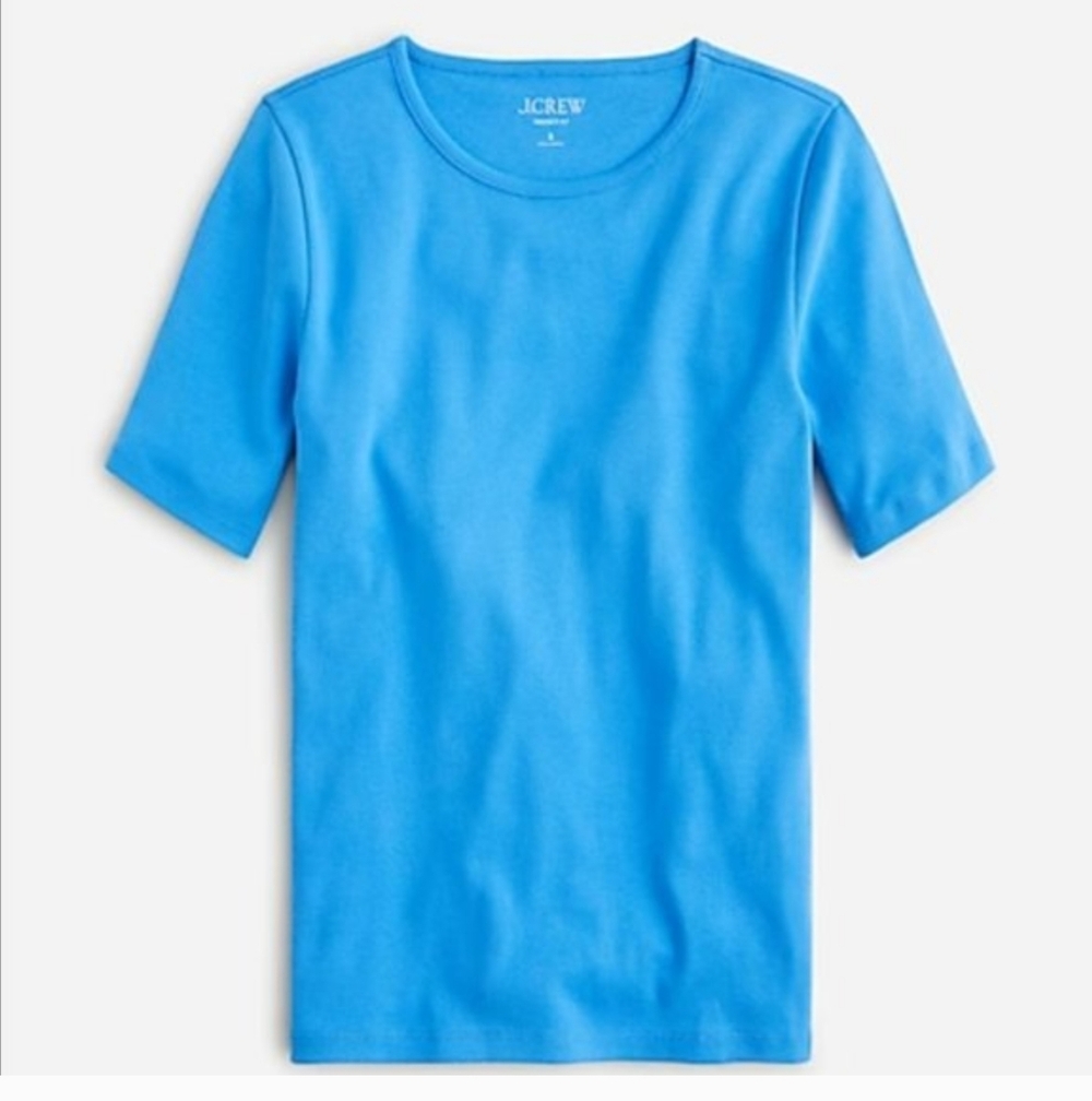 J. Crew Blue Perfect Fit Elbow Sleeve Tee Large